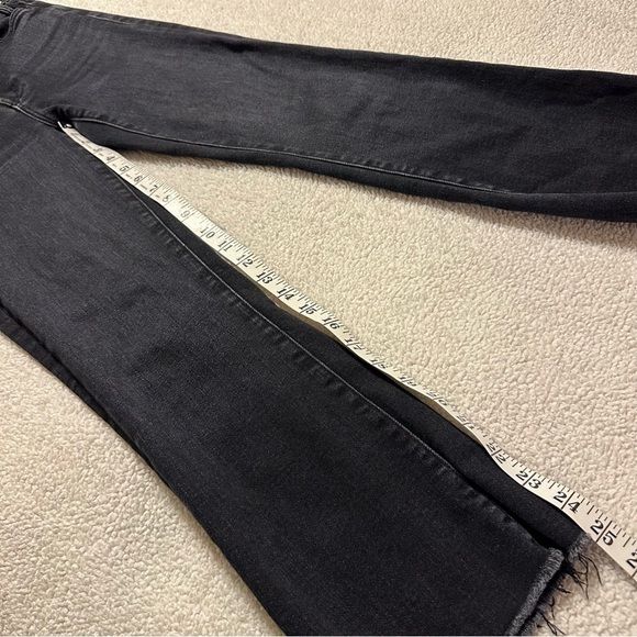 MOTHER The Hustler Ankle Fray Jeans Black Encounters at Night Raw Hem Boot - Picture 10 of 16